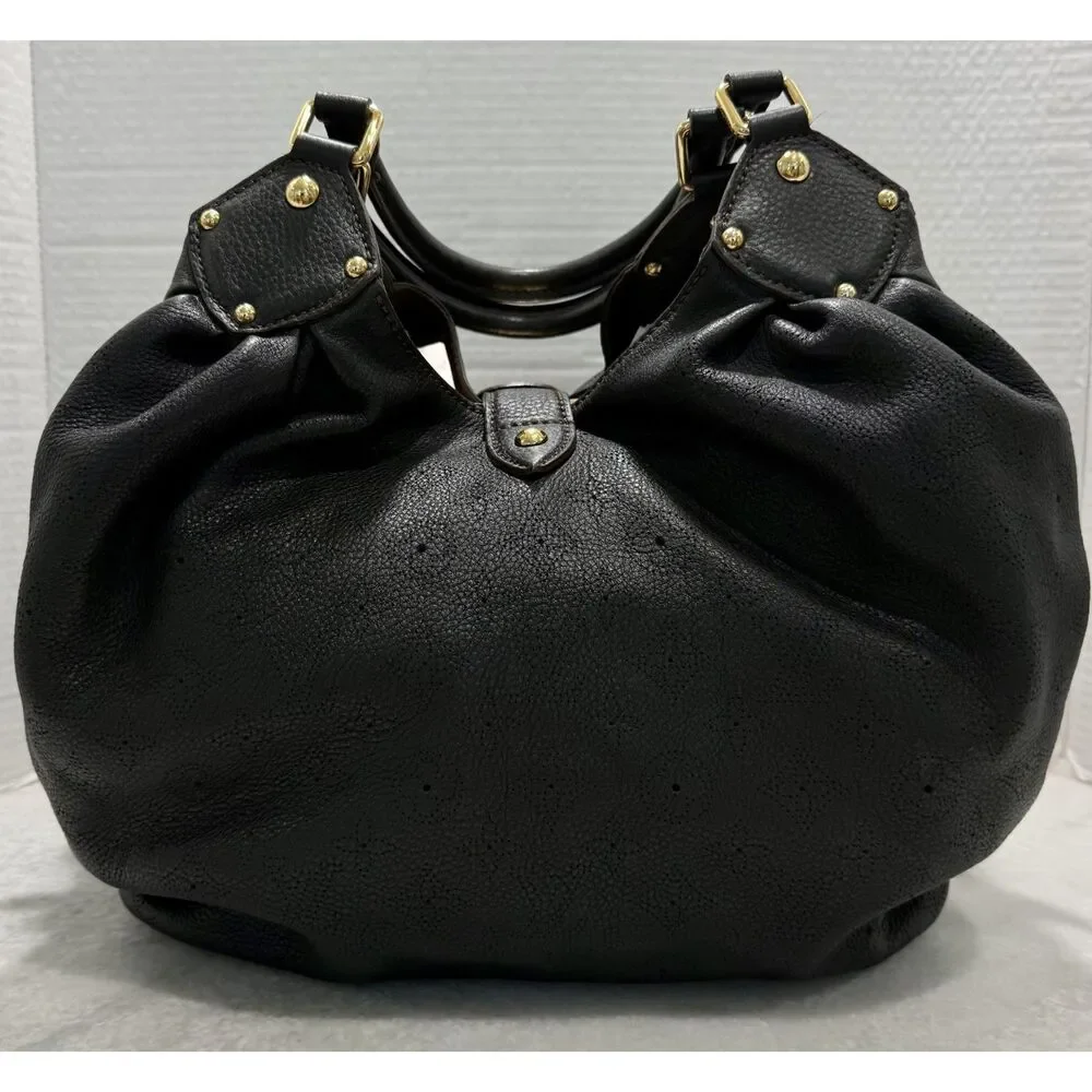 Louis Vuitton Mahina XL Black Leather Hobo Shoulder Bag